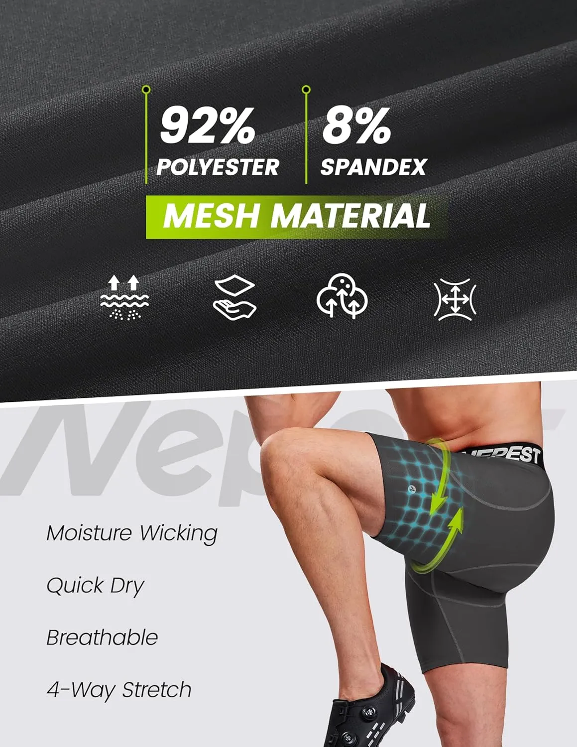 Cycling Underwear for Men Bike Shorts 4D Padded Biking Road Bicycle Biker MTB Liner Padding Shorts with Pockets