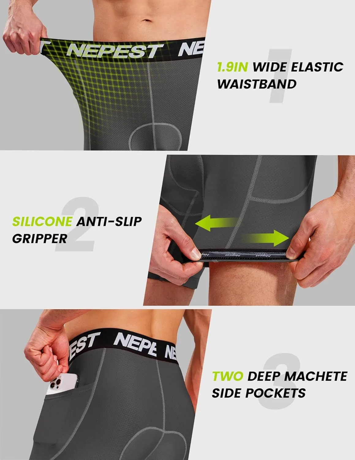 Cycling Underwear for Men Bike Shorts 4D Padded Biking Road Bicycle Biker MTB Liner Padding Shorts with Pockets