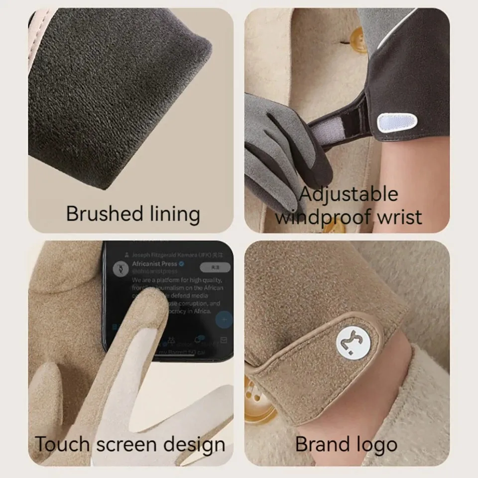 Cycling Warm Gloves Women Winter Skiing Bicycle Outdoor Sport Plush Mittens Soft Skin-friendly Windproof Waterproof Touchable