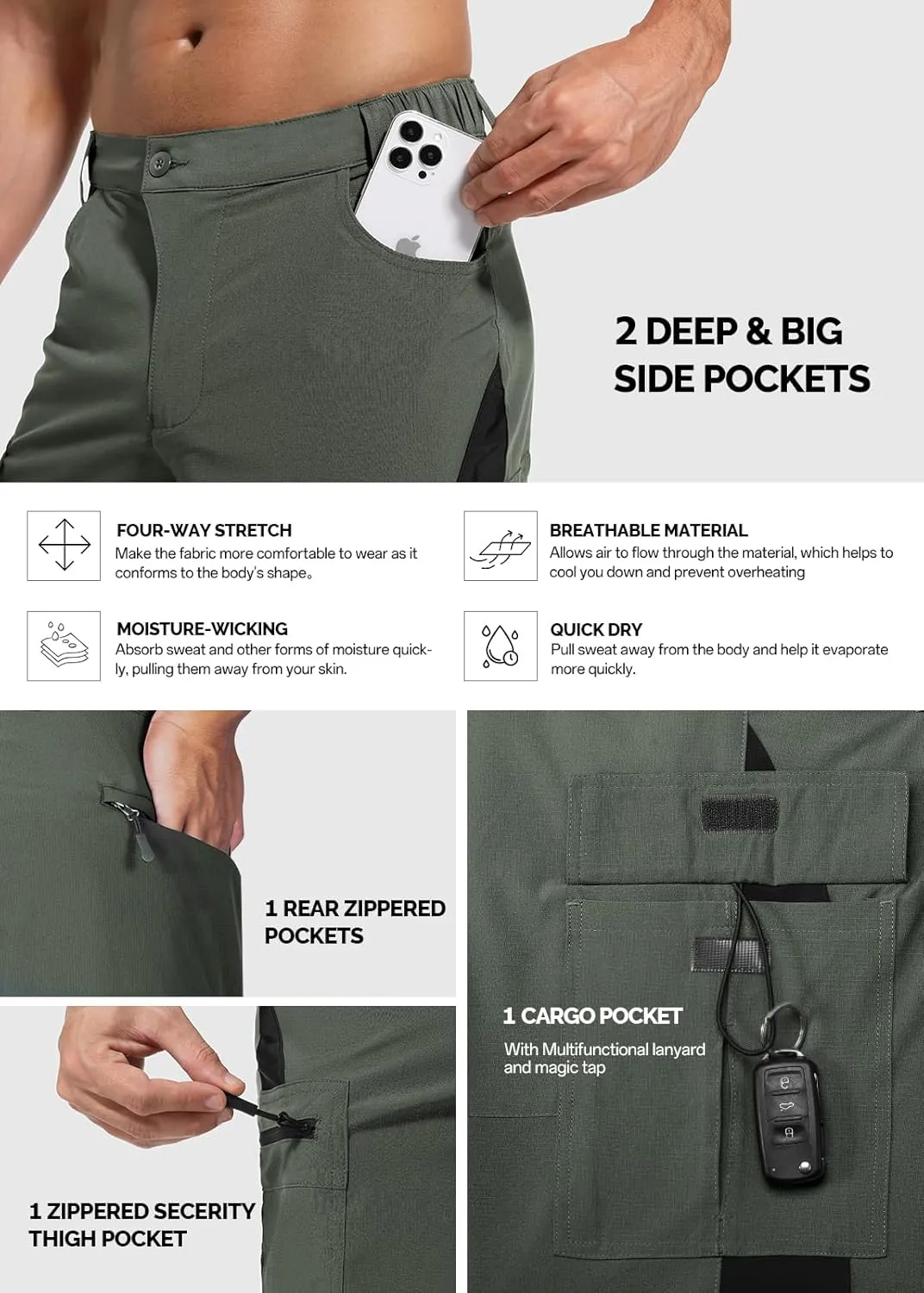 Cycorld Mountain-Bike-Shorts-Mens-Padded Biking Baggy Cycling Short Padding