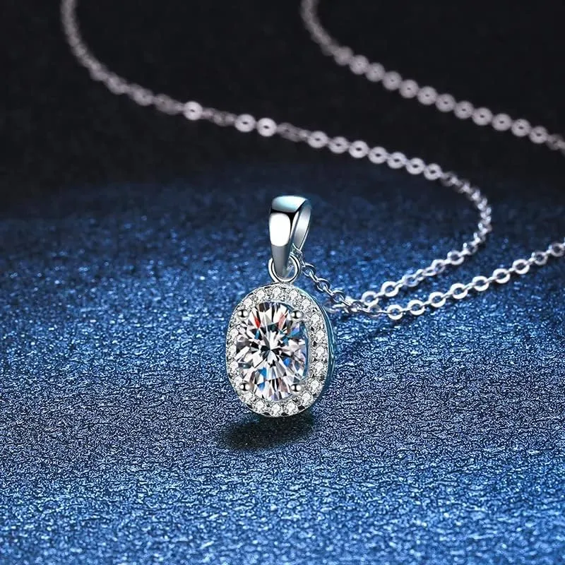 d Color 5 * 7mm Oval Cut moissanite Pendant Necklace for Women s Diamond Neck Chains Necklaces Watch Strap