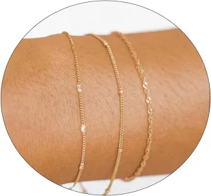 Dainty Bracelet for Women 14K Gold Plated Cross Pearl CZ Leaf Bracelets Set Gold Layering Bracelets Everyday Jewelry