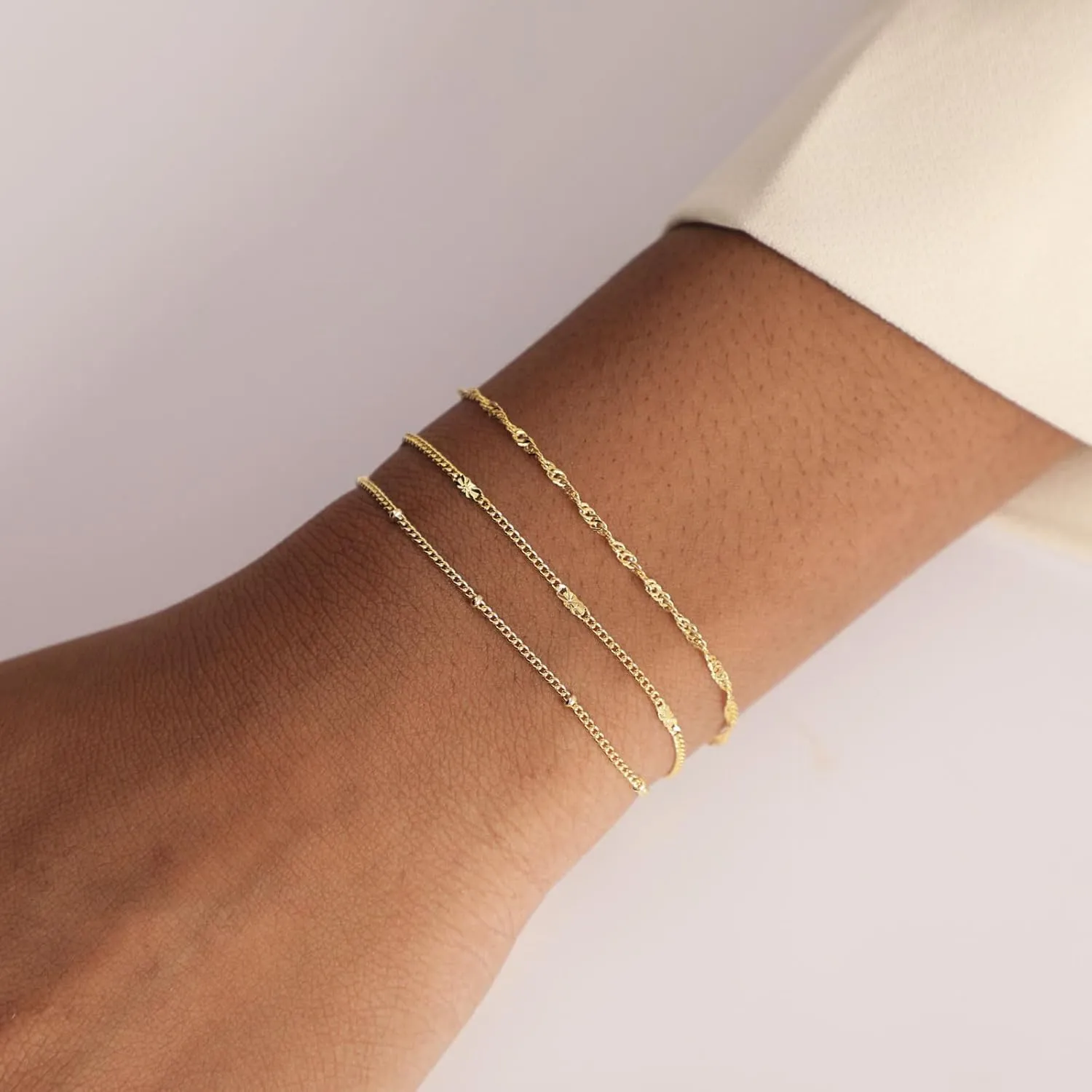 Dainty Bracelet for Women 14K Gold Plated Cross Pearl CZ Leaf Bracelets Set Gold Layering Bracelets Everyday Jewelry