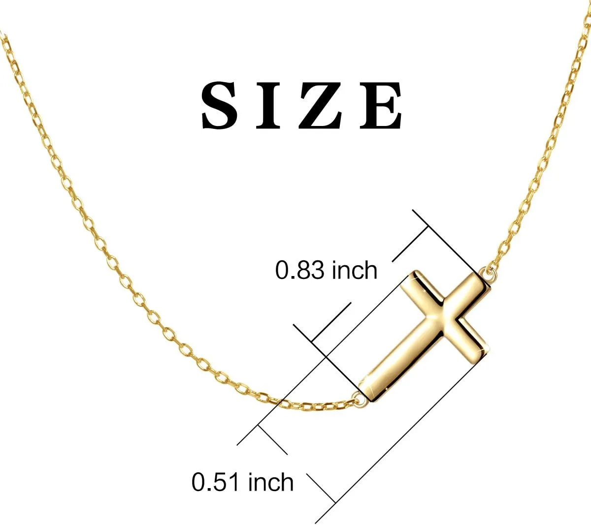 DAOCHONG S925 Sterling Silver Jewelry Sideways Cross Choker Necklace 14 inches to 18 inches