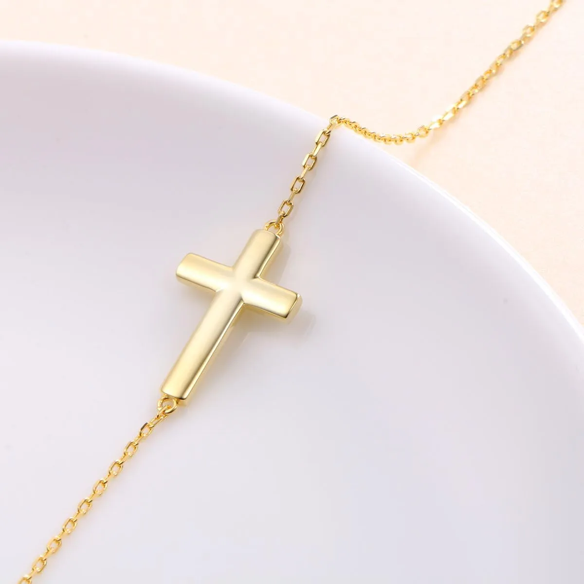 DAOCHONG S925 Sterling Silver Jewelry Sideways Cross Choker Necklace 14 inches to 18 inches