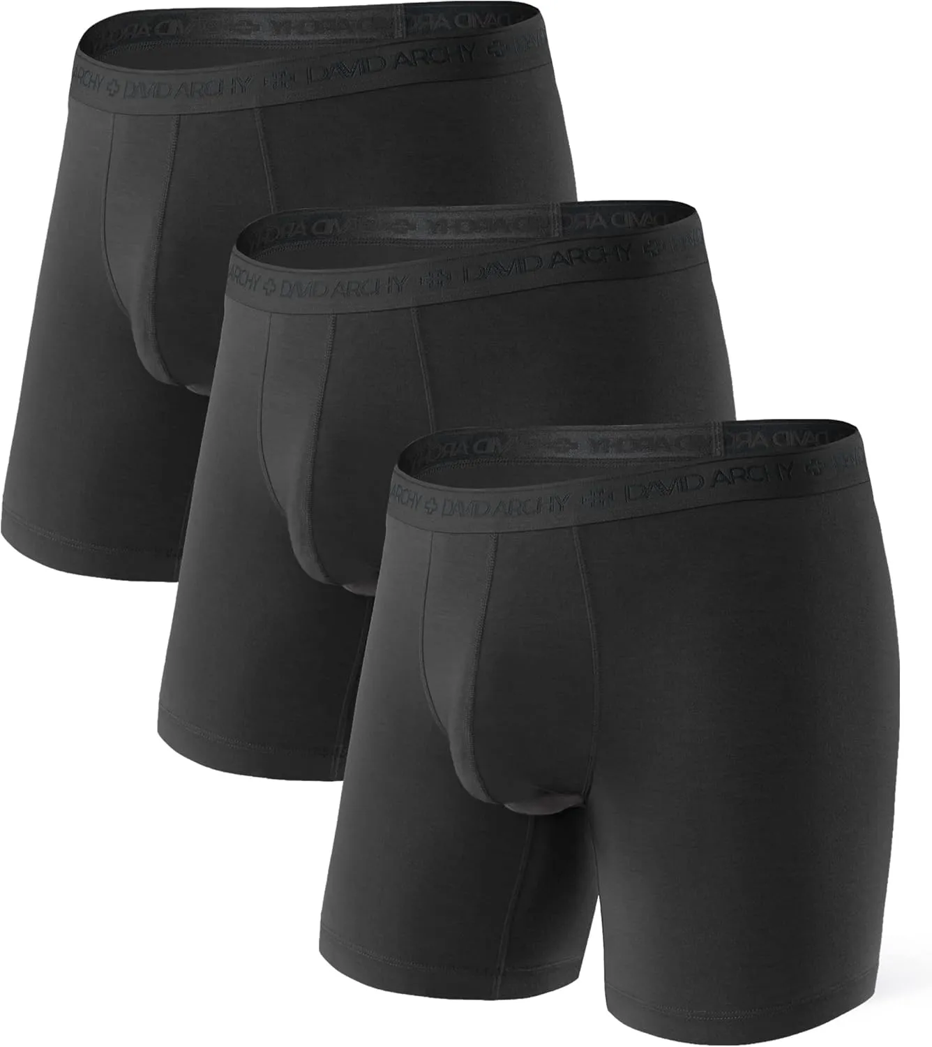 DAVID ARCHY Men's Boxer Briefs, Micro Modal Dual Pouch Trunks Support Ball Bulge Enhancing Underwear,Underwear For Man 3 Pack