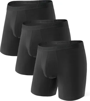 DAVID ARCHY Men's Boxer Briefs, Micro Modal Dual Pouch Trunks Support Ball Bulge Enhancing Underwear,Underwear For Man 3 Pack
