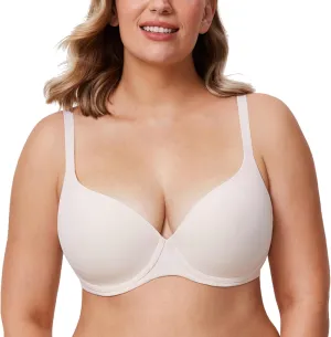 DELIMIRA Women's Tshirt Bras Full Coverage Plus Size Underwire Lightly Lined Seamless Bra