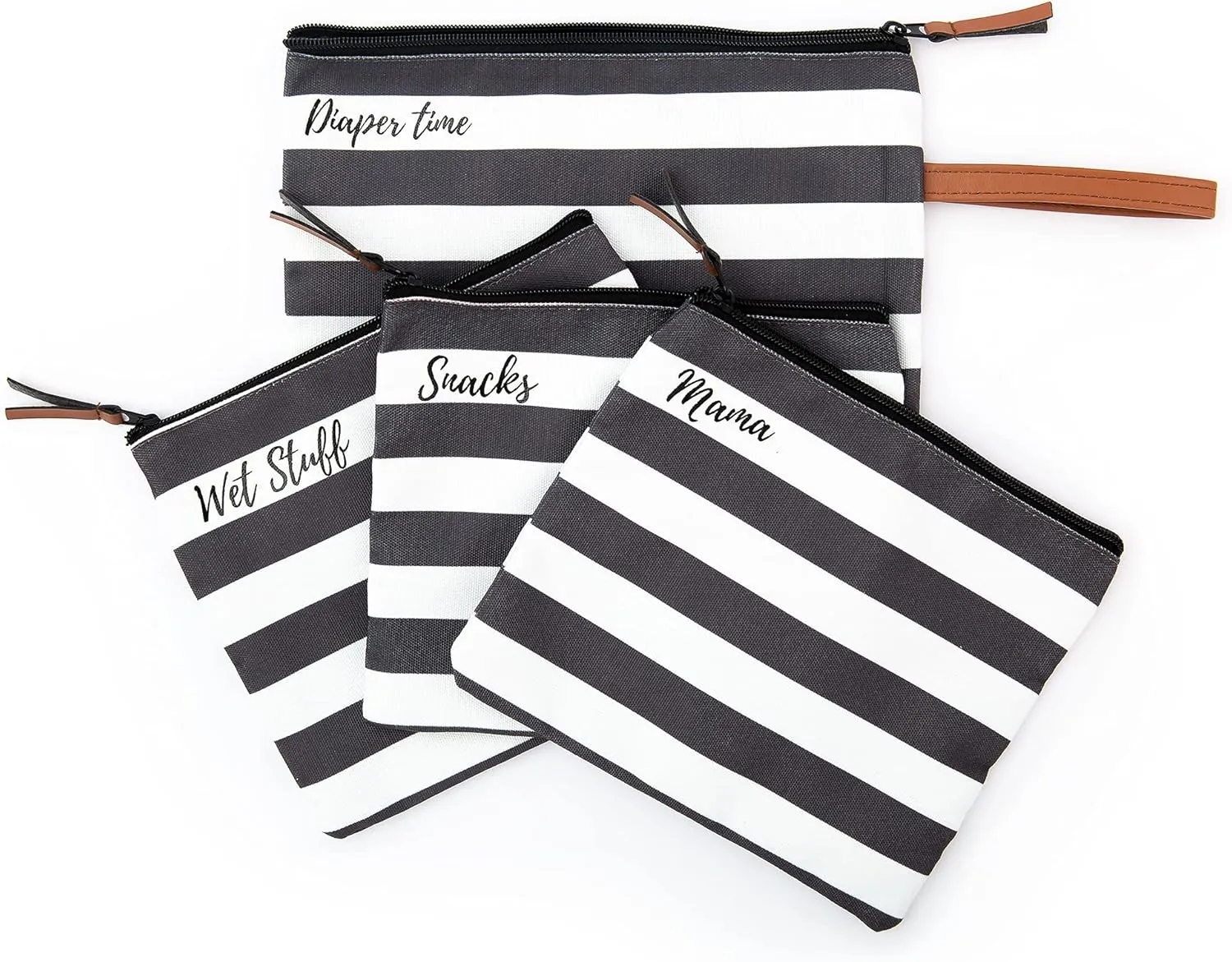 Diaper Bag Organizer Insert - Set of 4 Labeled Pouches - Waterproof Packing Cubes with Wet Bag
