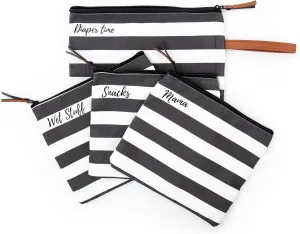 Diaper Bag Organizer Insert - Set of 4 Labeled Pouches - Waterproof Packing Cubes with Wet Bag