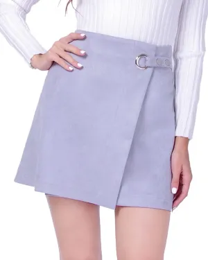 DIASHINY Womens Faux Suede Mini Skirt Above Knee Length Wrap A Line Winter Spring Fall