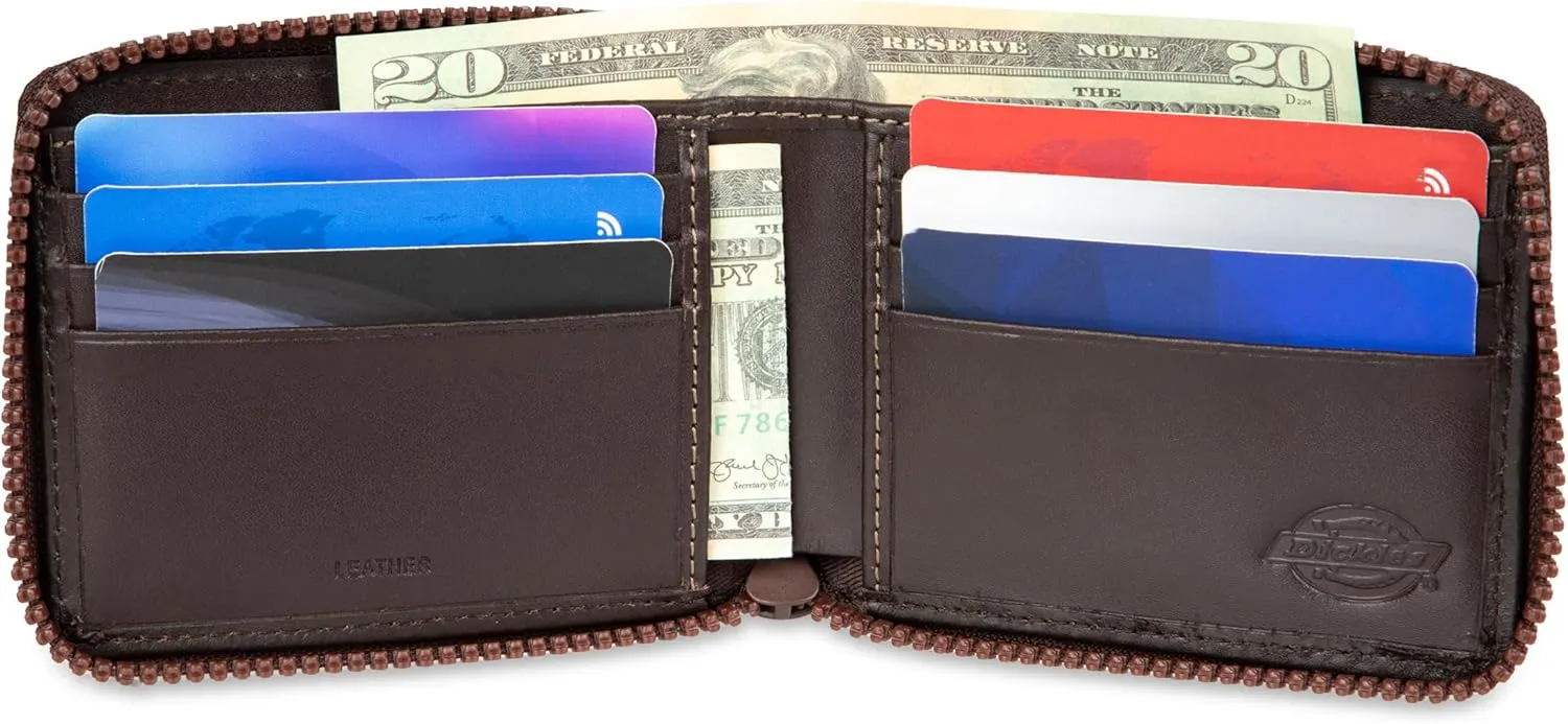 Dickies Men's Slim Everyday Leather Bifold Chain Wallet