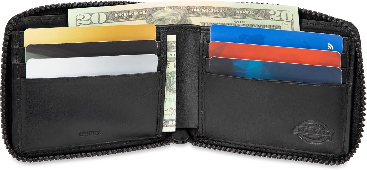 Dickies Men's Slim Everyday Leather Bifold Chain Wallet