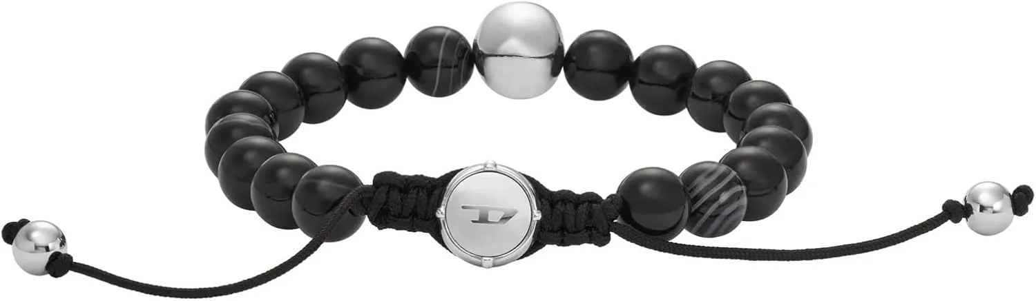 Diesel Stainless Steel and Beaded Bracelet for Men