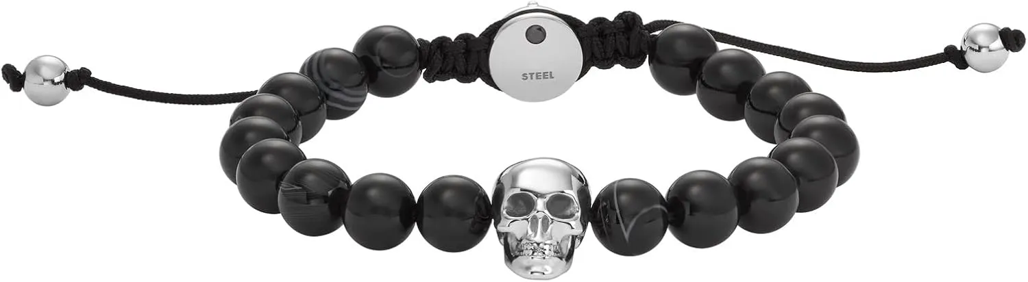 Diesel Stainless Steel and Beaded Bracelet for Men