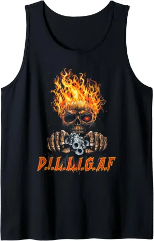 D.I.L.L.I.G.A.F Skull Skeleton Bone Death Tank Top