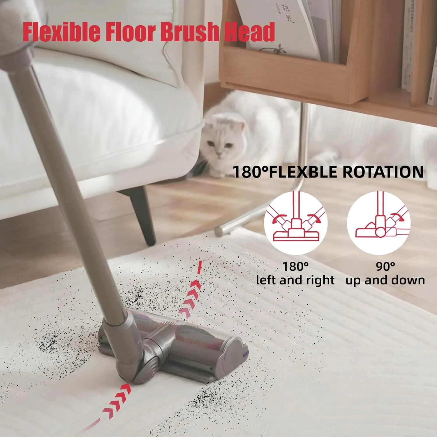 Direct Drive Brush Head Replacement for Dyson V7 V8 V10 V11 V15 Vacuum, Cleaner Head Brush for Hardwood Floor Carpets Attachment for Dyson No.967483-04