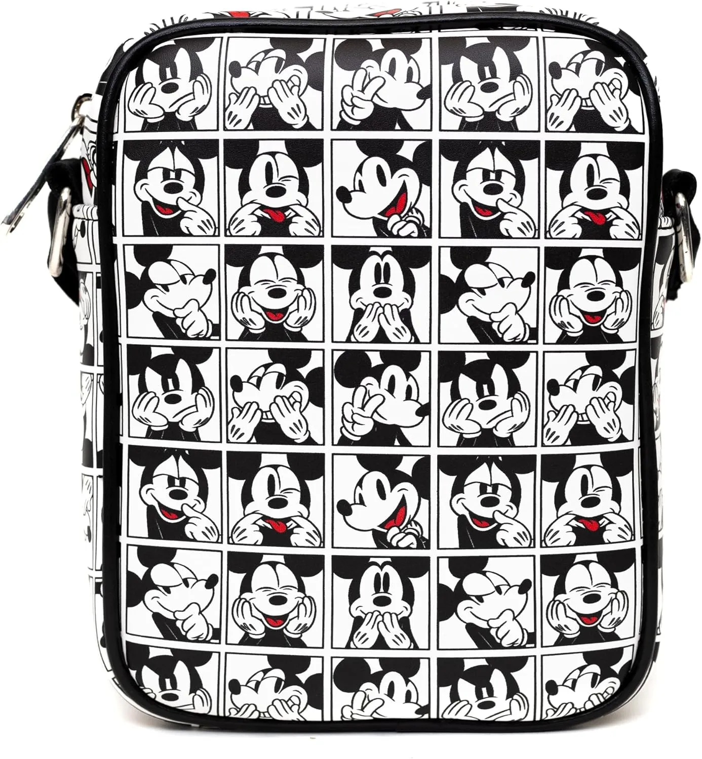 Disney Bag, Crossbody, Disney Mickey Mouse Expression Blocks White Black, Vegan Leather