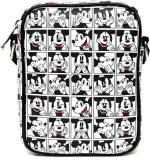 Disney Bag, Crossbody, Disney Mickey Mouse Expression Blocks White Black, Vegan Leather