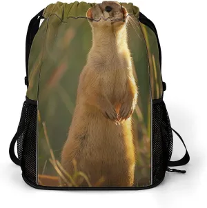 Drawstring Backpack for Men Women Stand on Hind Legs Sport String Bag Beach Sack Bag Travel Gym Sackpack