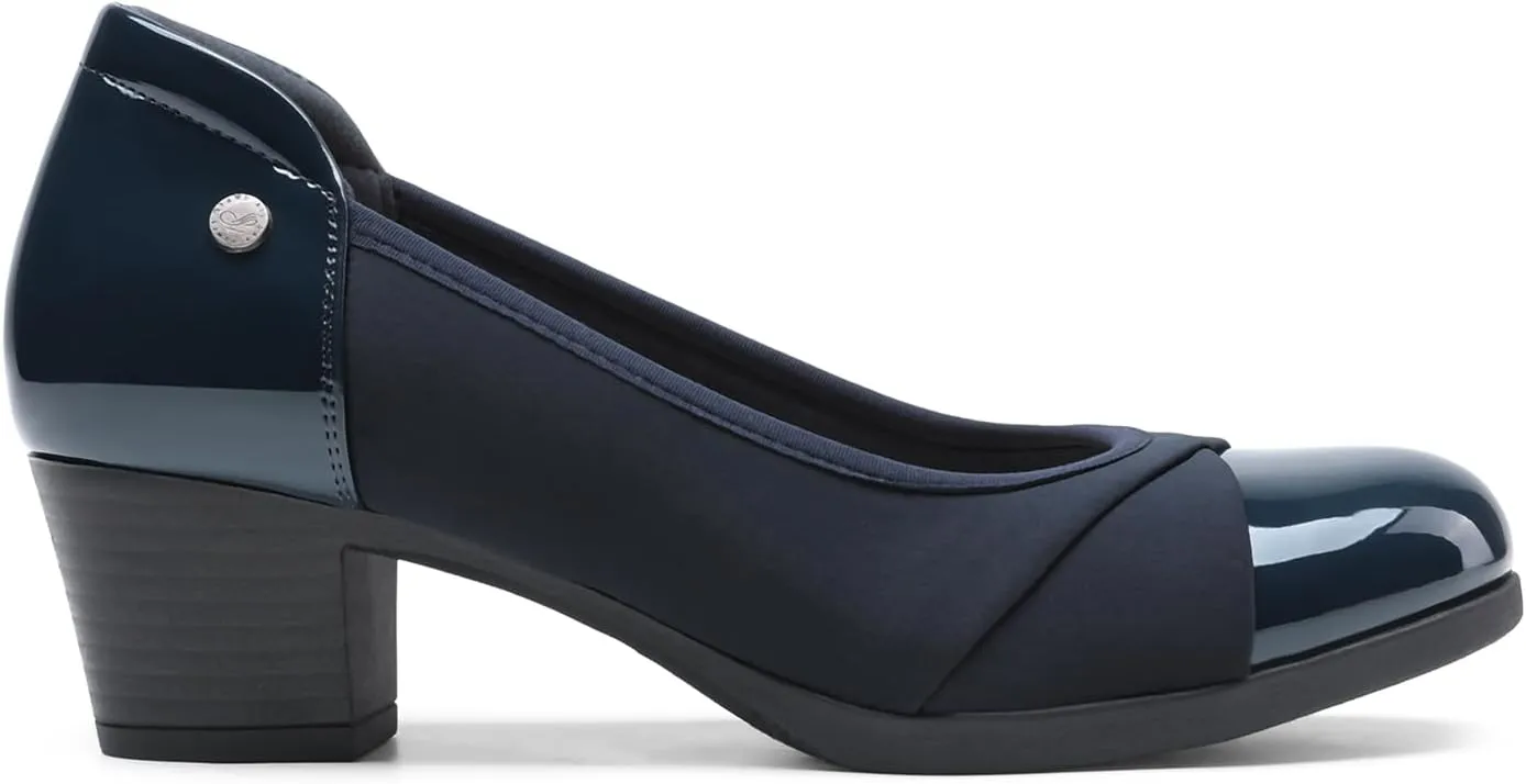 DREAM PAIRS Women's Pumps Low Chunky Block Closed Toe Shoes Work Comfortable Heels Round Toe Dress