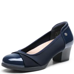 DREAM PAIRS Women's Pumps Low Chunky Block Closed Toe Shoes Work Comfortable Heels Round Toe Dress