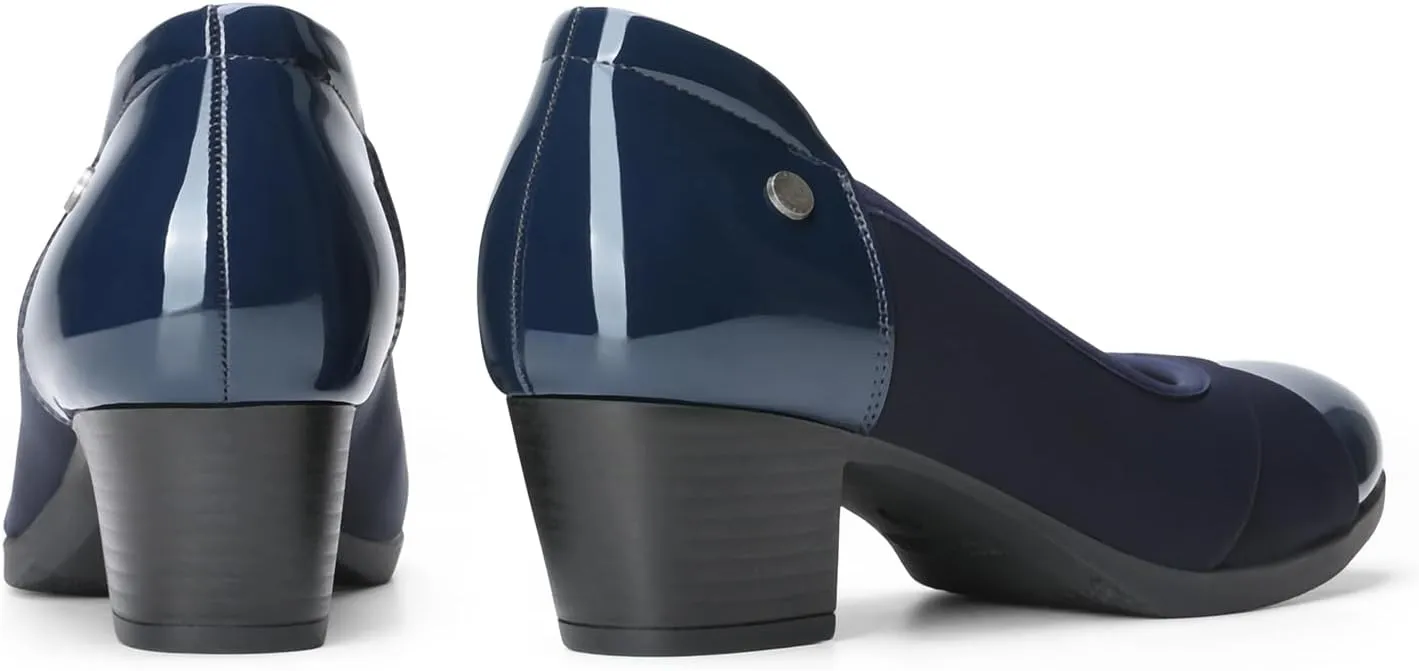 DREAM PAIRS Women's Pumps Low Chunky Block Closed Toe Shoes Work Comfortable Heels Round Toe Dress