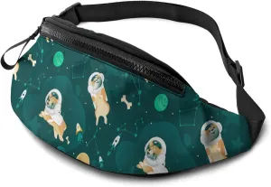 Dujiea Fanny Pack, Cute Corgi Waist Bag With Headphone Hole Belt Bag Adjustable Sling Pocket Fashion Hip Bum Bag For Women Men Kids Outdoors Casual Travelling Hiking Cycling