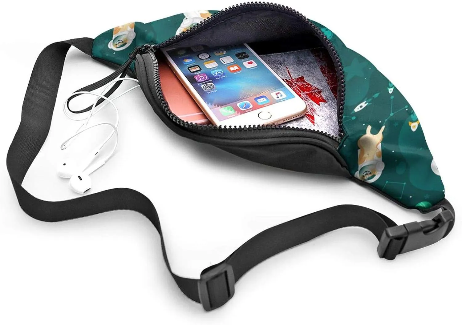 Dujiea Fanny Pack, Cute Corgi Waist Bag With Headphone Hole Belt Bag Adjustable Sling Pocket Fashion Hip Bum Bag For Women Men Kids Outdoors Casual Travelling Hiking Cycling
