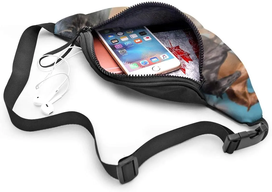 Dujiea Fanny Pack, Running Horse Waist Bag with Headphone Hole Belt Bag Adjustable Sling Pocket Fashion Hip Bum Bag for Women Men Kids Outdoors Casual Travelling Hiking Cycling