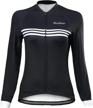DuShow Fleece Cycling Jersey Women Long Sleeve Thermal Soft Shell Bike Jersey Women Winter Biking Jacket