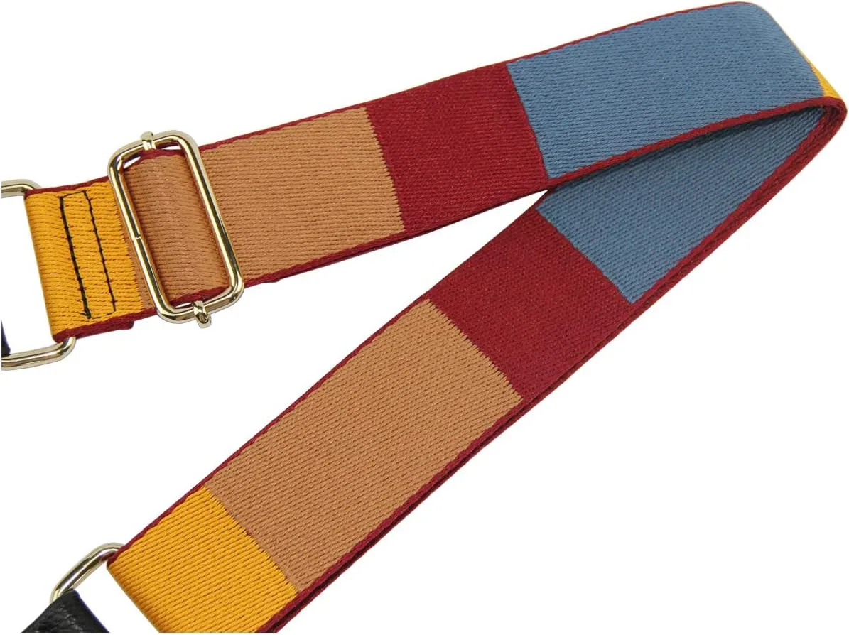 Duwi Wide Purse Strap Multicolor Striped Guitar Style Strap Adjustable Canvas Crossbody Bag Strap