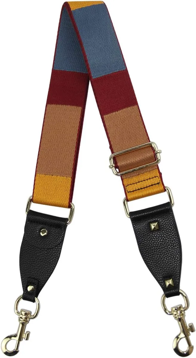 Duwi Wide Purse Strap Multicolor Striped Guitar Style Strap Adjustable Canvas Crossbody Bag Strap