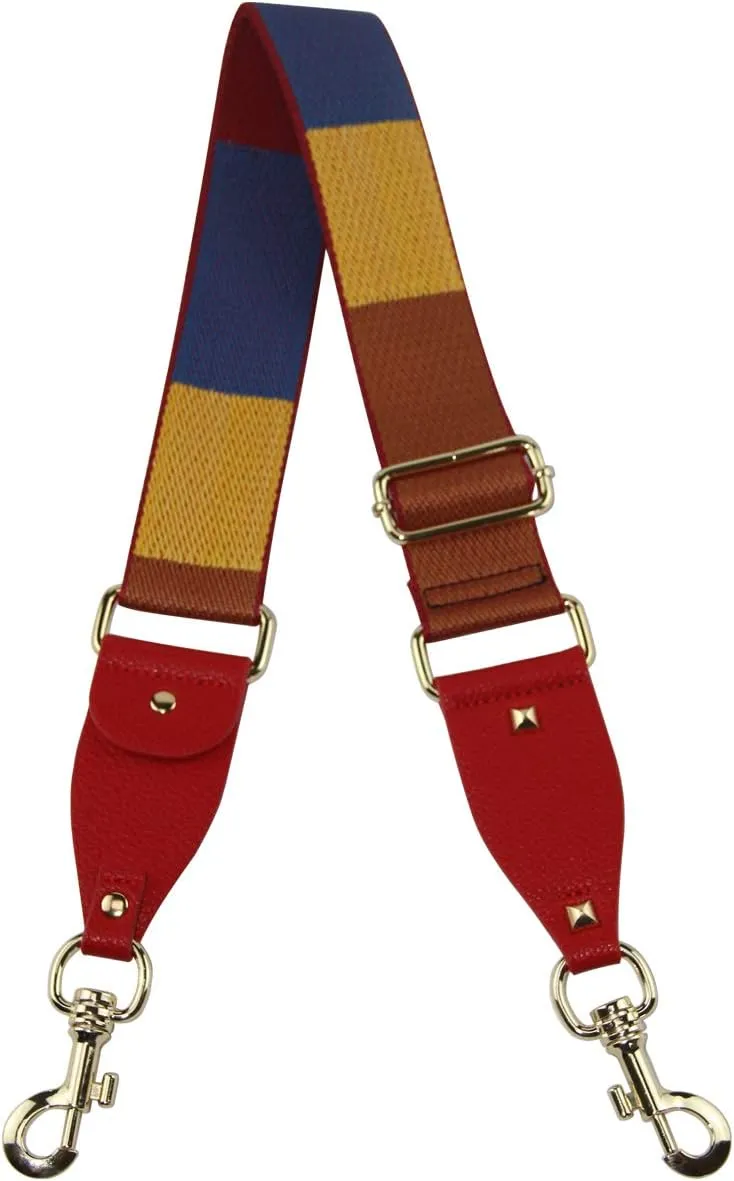 Duwi Wide Purse Strap Multicolor Striped Guitar Style Strap Adjustable Canvas Crossbody Bag Strap
