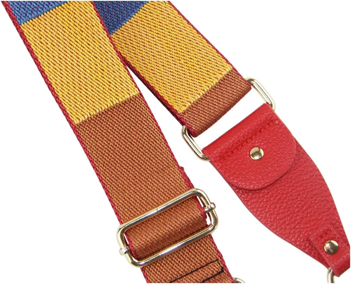 Duwi Wide Purse Strap Multicolor Striped Guitar Style Strap Adjustable Canvas Crossbody Bag Strap