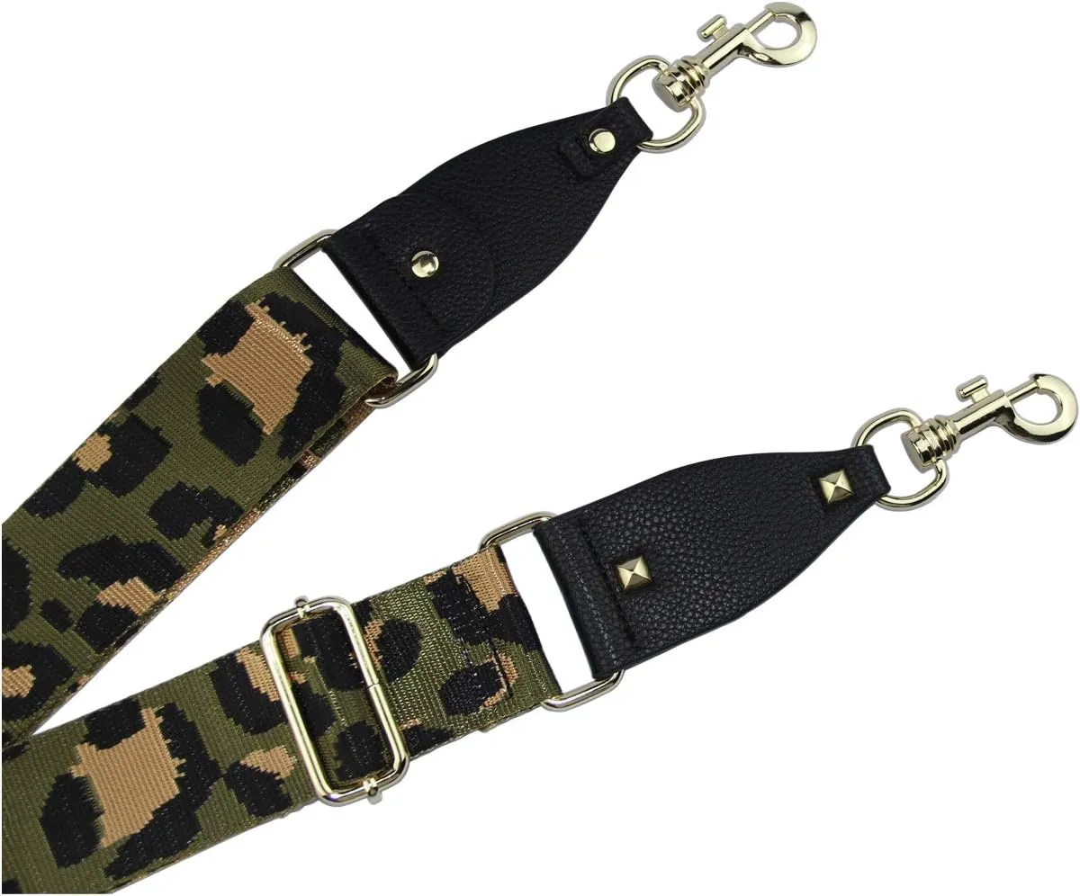 Duwi Wide Purse Strap Multicolor Striped Guitar Style Strap Adjustable Canvas Crossbody Bag Strap