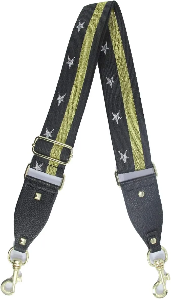 Duwi Wide Purse Strap Multicolor Striped Guitar Style Strap Adjustable Canvas Crossbody Bag Strap