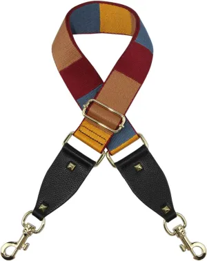 Duwi Wide Purse Strap Multicolor Striped Guitar Style Strap Adjustable Canvas Crossbody Bag Strap