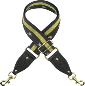 Duwi Wide Purse Strap Multicolor Striped Guitar Style Strap Adjustable Canvas Crossbody Bag Strap