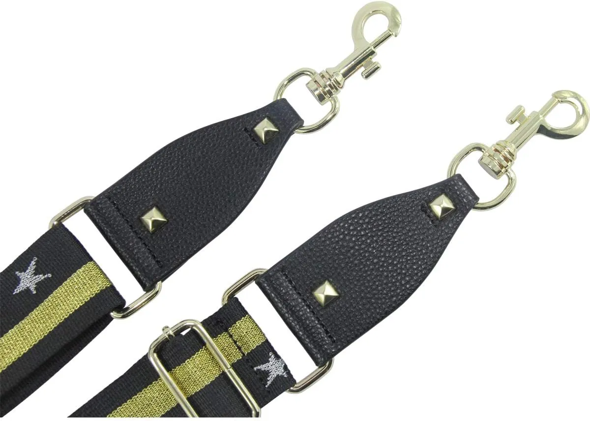 Duwi Wide Purse Strap Multicolor Striped Guitar Style Strap Adjustable Canvas Crossbody Bag Strap