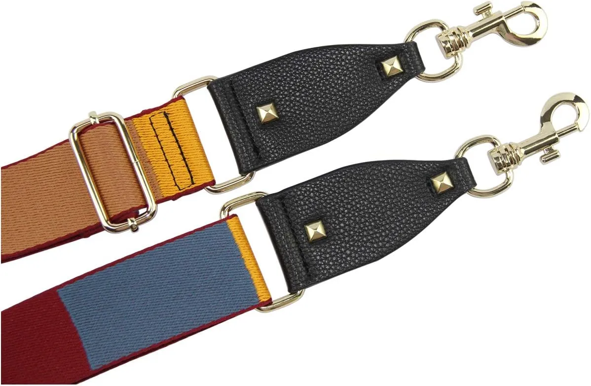Duwi Wide Purse Strap Multicolor Striped Guitar Style Strap Adjustable Canvas Crossbody Bag Strap