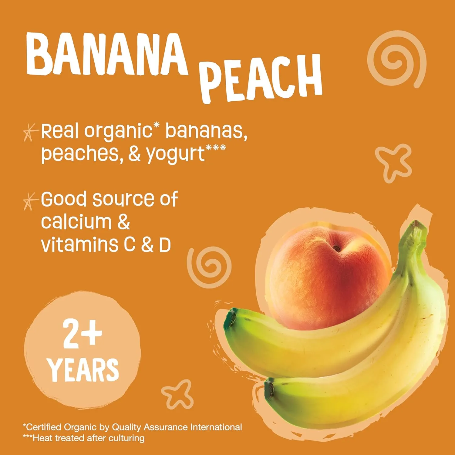 Earth's Best Organic Yogurt Smoothie Pouches, 24  Months, Fruit Yogurt Smoothie for Toddlers 24 Months and Up, Banana Peach, 4.2 Ounce Resealable Pouch (Pack of 12)
