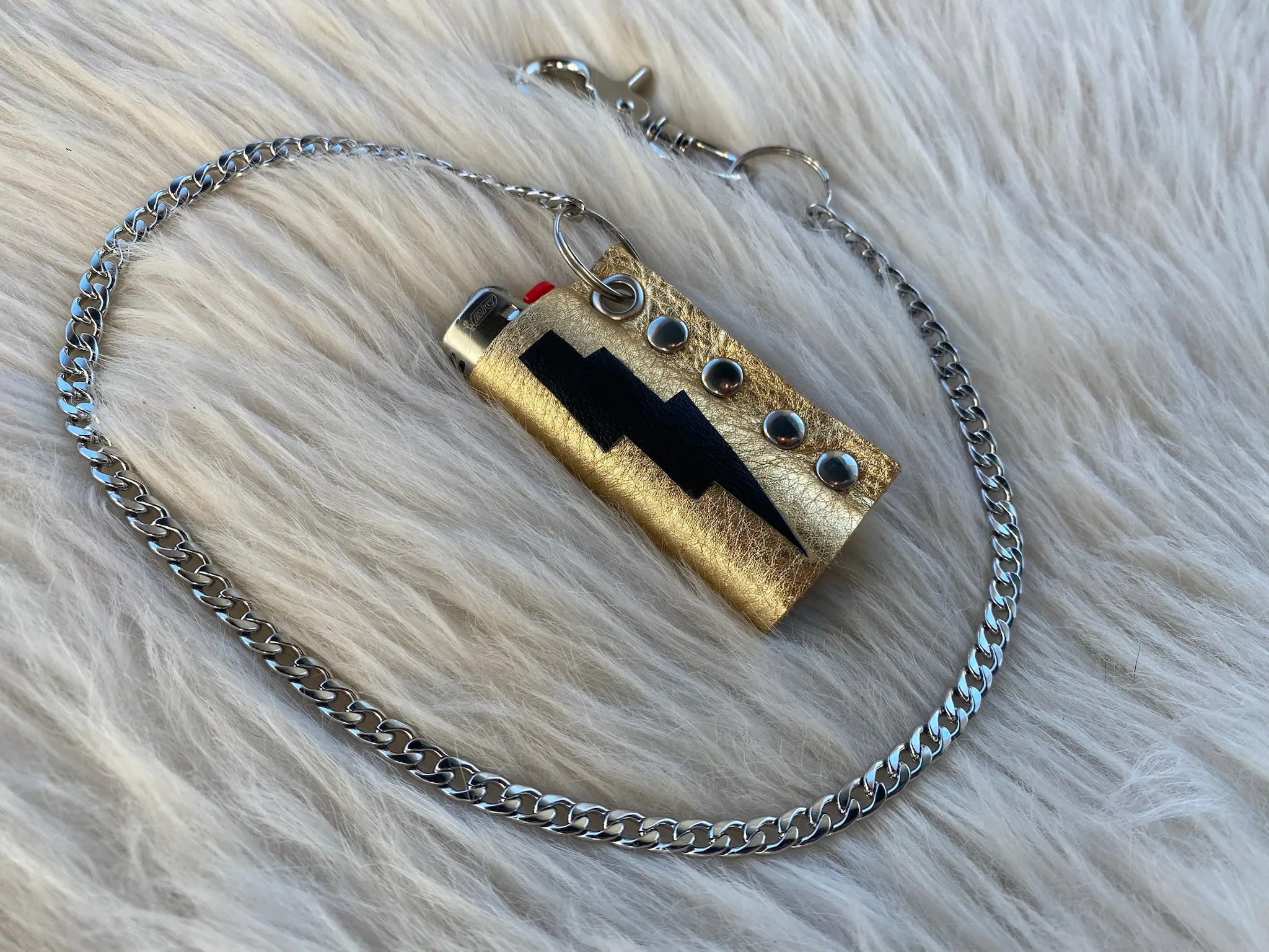 Electric Gold Lighter Case w/ Black Bolt