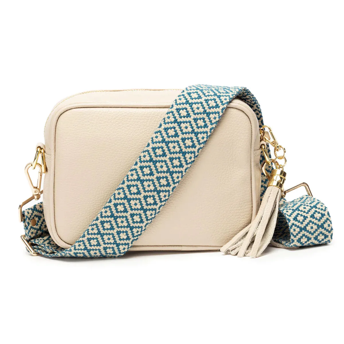 Elie Beaumont Crossbody Strap-Blue Knitted Diamond