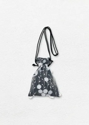 Embroidery 3D flower drawstring crossbody pouch bag