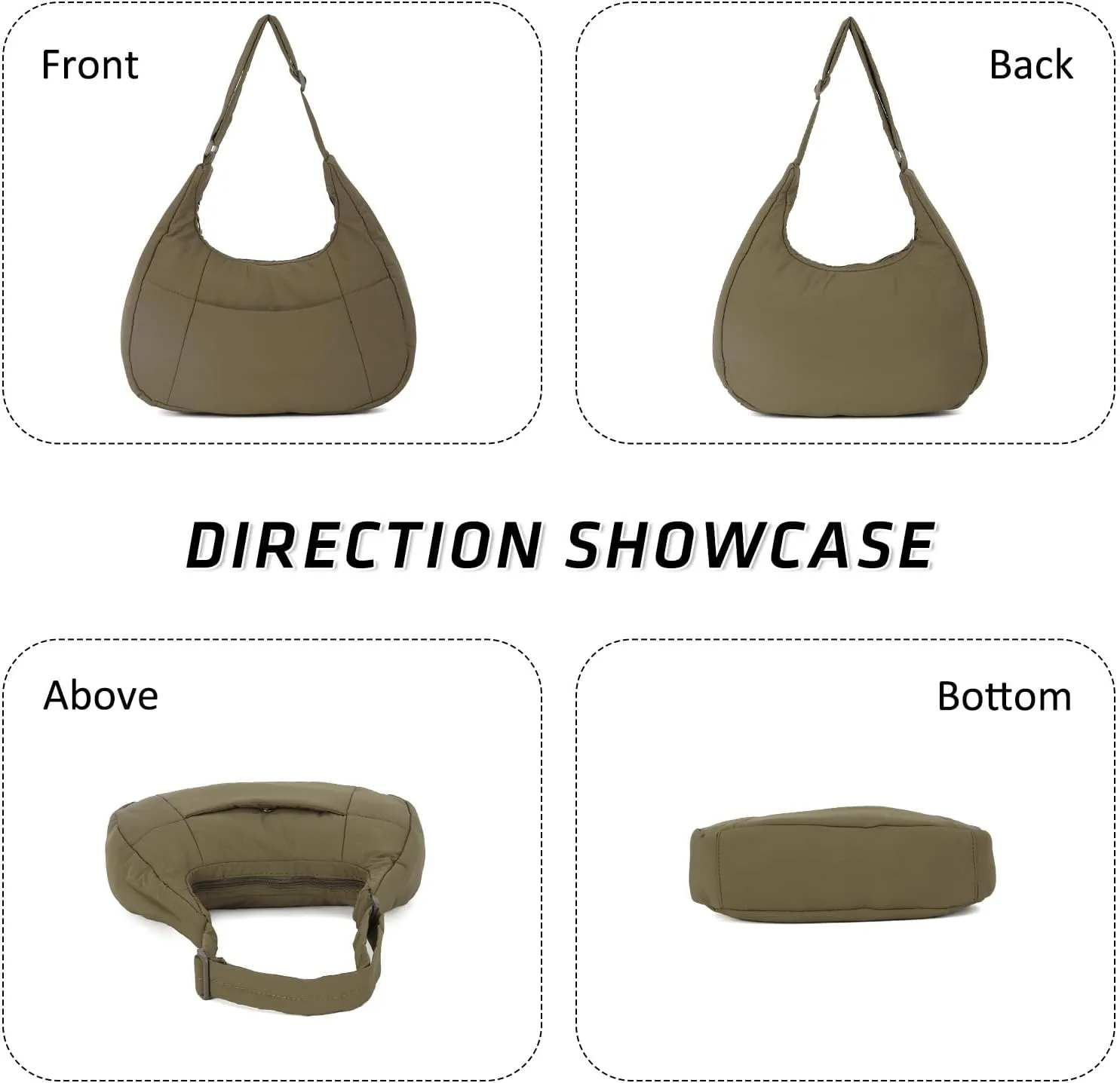Emprier Puffer Tote Bag for Women Fashion Quilted Shoulder Bag Dumpling Purse Lightweight Nylon Hobo Bag