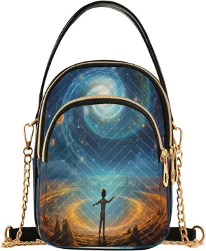 Energy Universe Small Crossbody Bag Functional Multi Pocket Bag Shoulder Handbag
