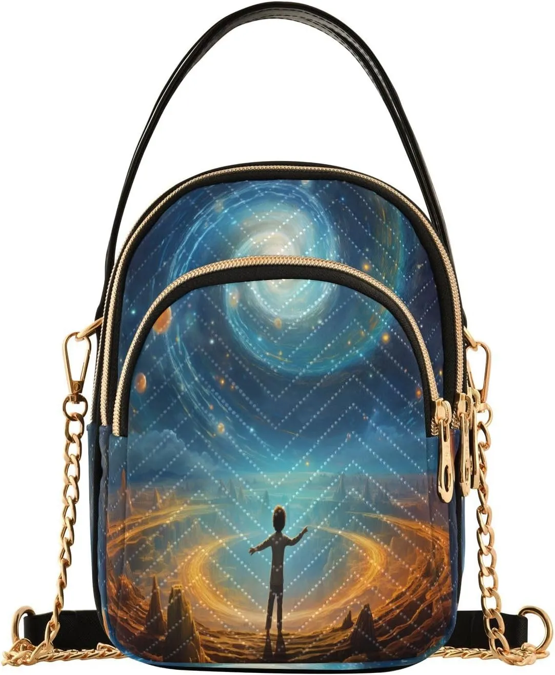 Energy Universe Small Crossbody Bag Functional Multi Pocket Bag Shoulder Handbag