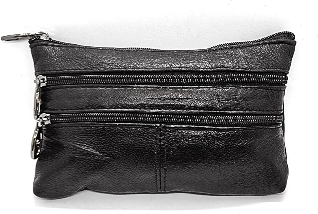 Equilibrium Leather Oblong Keyring Purse, Black, 14cm x 9cm, Classic