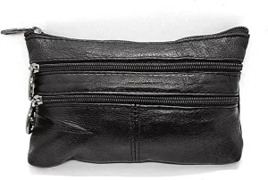 Equilibrium Leather Oblong Keyring Purse, Black, 14cm x 9cm, Classic